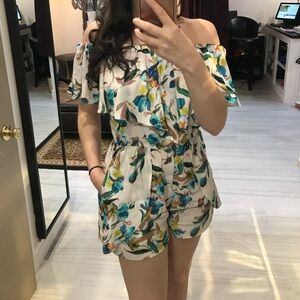 Willow & Clay Vibrant Floral off shoulder romper
